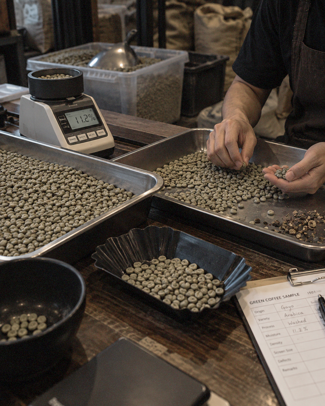 Green Bean Selection & Moisture Check